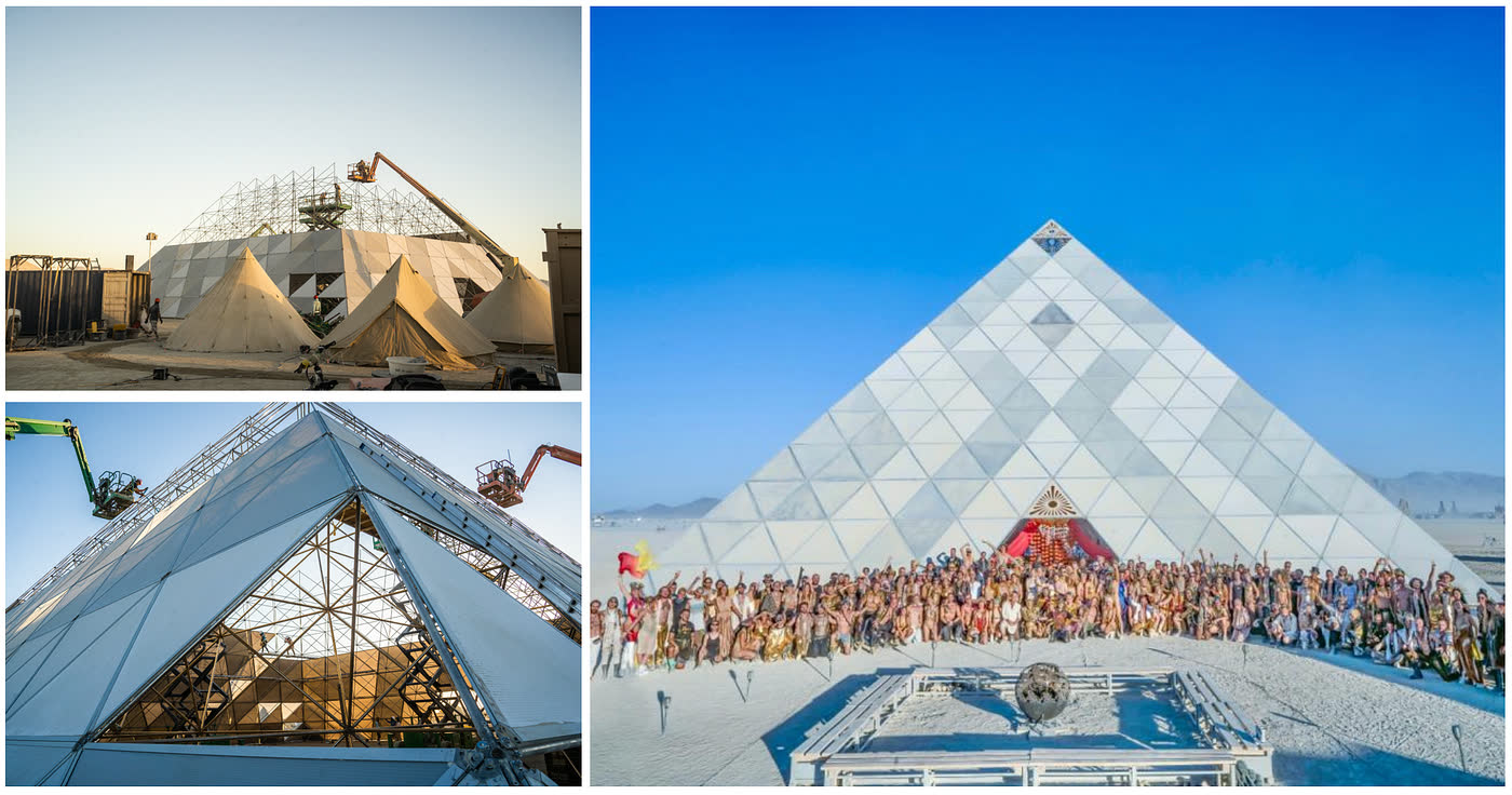 Burning Man pyramid build project by PlayAlchemist Camp